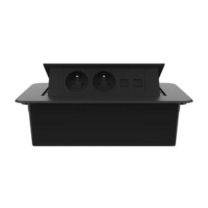 Livolo | Zwart | 3 | Pop-Up Stekkerdoos | Push | Inbouw | France | Dubbel Stopcontact + Dubbel Netwerk Cat.6 - Zwart Livolo Nederland B.V.