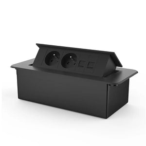 Livolo | Zwart | 3 | Pop-Up Stekkerdoos | Push | Inbouw | France | Dubbel Stopcontact + Dubbel Netwerk Cat.6 - Zwart Livolo Nederland B.V.