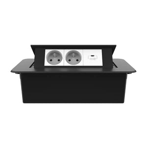 Livolo | Zwart | 3 | Pop-Up Stekkerdoos | Push | Inbouw | France | Dubbel Stopcontact + USB-C Oplader - Wit Livolo Nederland B.V.