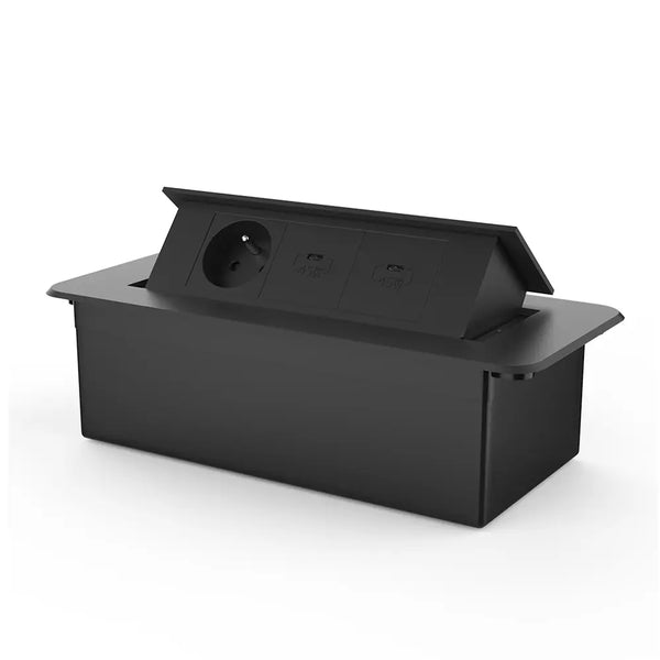 Livolo | Zwart | 3 | Pop-Up Stekkerdoos | Push | Inbouw | France | Stopcontact + Dubbele USB-C Oplader - Zwart Livolo Nederland B.V.