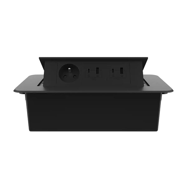 Livolo | Zwart | 3 | Pop-Up stekkerdoos | Push | Inbouw | France | Dubbele USB & USB-C + Stopcontact - Zwart Livolo Nederland