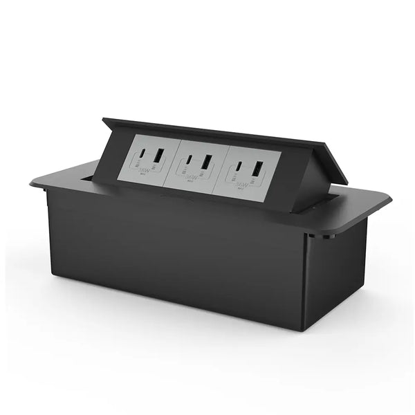 Livolo | Zwart | 3 | Pop-Up stekkerdoos | Push | Inbouw | USB & USB-C - Grijs Livolo Nederland B.V.
