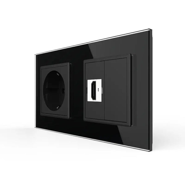 Livolo | Zwart | SR+SR | Wandcontactdoos | HDMI aansluiting | Blindplaat Livolo Nederland B.V.