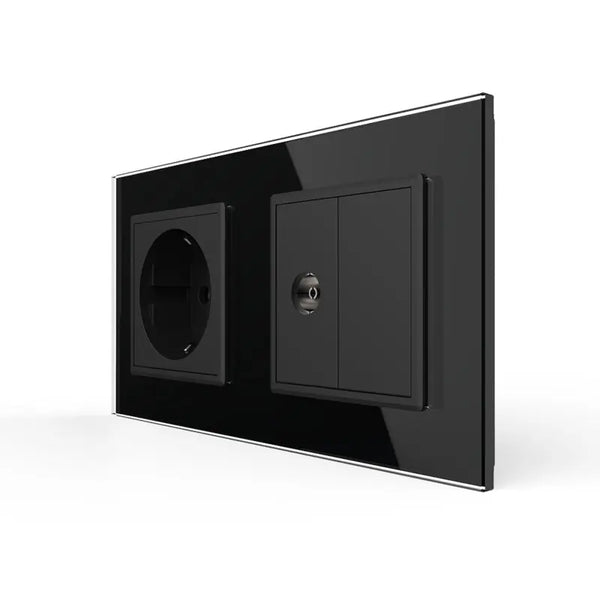 Livolo | Zwart | SR+SR | Wandcontactdoos | TV aansluiting | Blindplaat Livolo Nederland B.V.