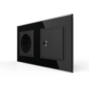 Livolo | Zwart | SR+SR | Wandcontactdoos | TV aansluiting | Blindplaat Livolo Nederland B.V.