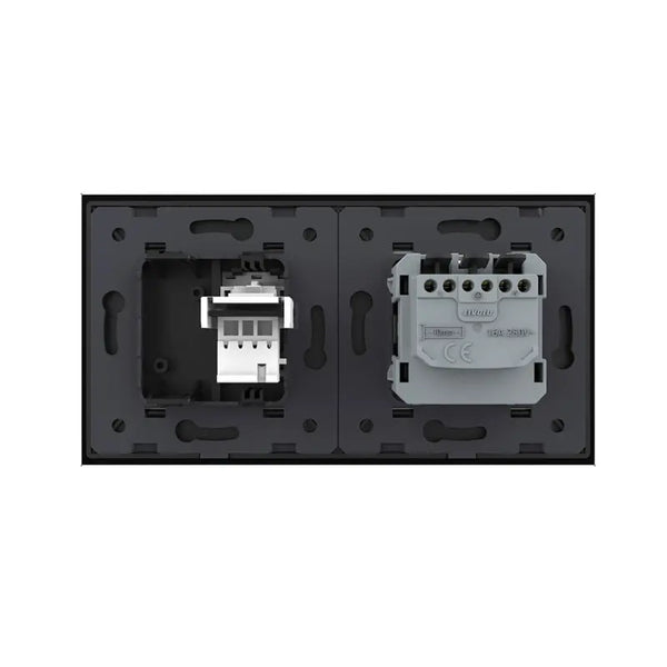 Livolo | Zwart | SR+SR | Wandcontactdoos | Telefoon | Blindplaat Livolo Nederland B.V.