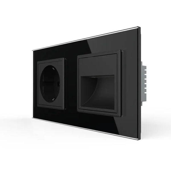 Livolo | Zwart | SR+SR | Wandcontactdoos | Wandverlichting Livolo Nederland B.V.