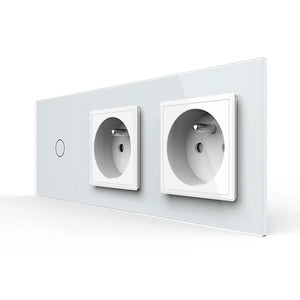 Livolo | Wit | 1+SR+SR | Aan/Uit | Schakelaar met dubbele wandcontactdoos | France Livolo Nederland B.V.