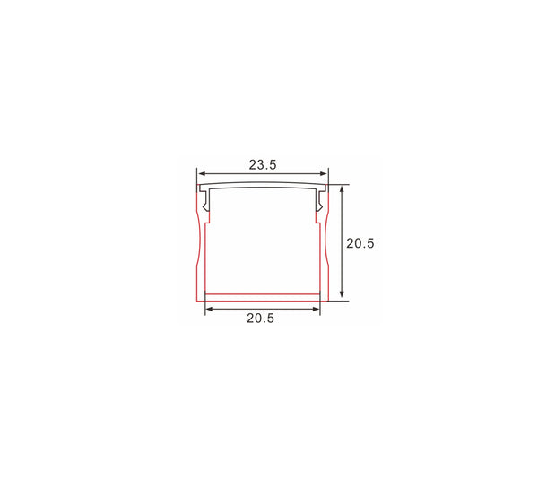 Profil | Construction | 1 mètre | Droit | Aluminium | 20,5 x 20,5 | Bande LED COB