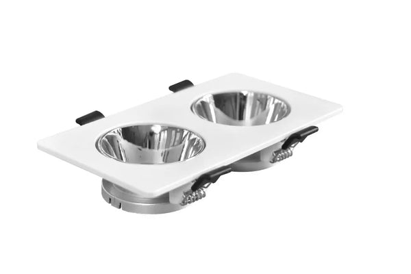 Dubbele GU10 armatuur | Wit - Chroom | Kantelbaar en Richtbaar | Inbouwspot | Rechthoek | ø 2x76mm Livolo Nederland B.V.