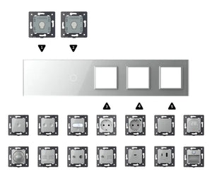 Zelf samenstellen | Grijs | Afdekraam 1+1+SR+SR+SR Livolo Nederland B.V.