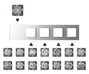 Zelf samenstellen | Grijs | Afdekraam 1+SR+SR+SR+SR Livolo Nederland B.V.