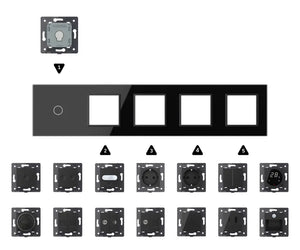 Zelf samenstellen | Zwart | Afdekraam 1+SR+SR+SR+SR Livolo Nederland B.V.