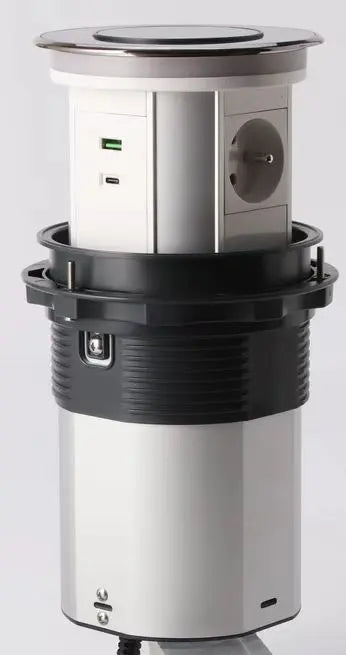 Zwart Glazen Design | Automatische pop-up stekkerdoos | USB en USB-C + 3 Stopcontacten | France Livolo Nederland B.V.