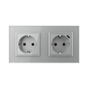 Livolo | Grijs | SR+SR | Wandcontactdoos | Wandcontactdoos + USB-C oplader Livolo Nederland B.V.