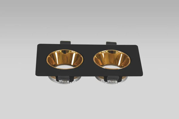 Dubbele GU10 armatuur | Zwart - Goud | Kantelbaar en Richtbaar | Inbouwspot | Rechthoek | ø 2x76mm Livolo Nederland B.V.