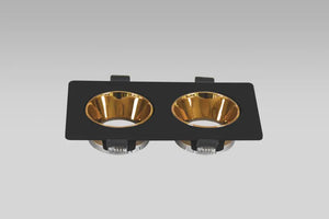 Dubbele GU10 armatuur | Zwart - Goud | Kantelbaar en Richtbaar | Inbouwspot | Rechthoek | ø 2x76mm Livolo Nederland B.V.