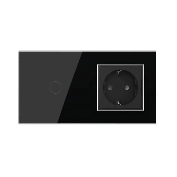 Livolo | Zwart | 1+SR | Aan/Uit | Schakelaar | Wandcontactdoos | Chrome frame Livolo Nederland B.V.