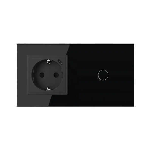 Livolo | Zwart | SR+1 | Aan/Uit | Wandcontactdoos + USB-C Oplader | Schakelaar Livolo Nederland B.V.