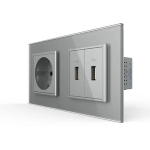 Livolo | Grijs | SR+SR | Wandcontactdoos | USB + USB oplader Livolo Nederland B.V.