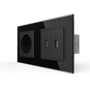 Livolo | Zwart | SR+SR | Wandcontactdoos | USB + USB oplader Livolo Nederland B.V.