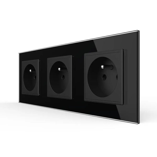 Livolo | Zwart | SR+SR+SR | Wandcontactdoos | Type FR Livolo Nederland