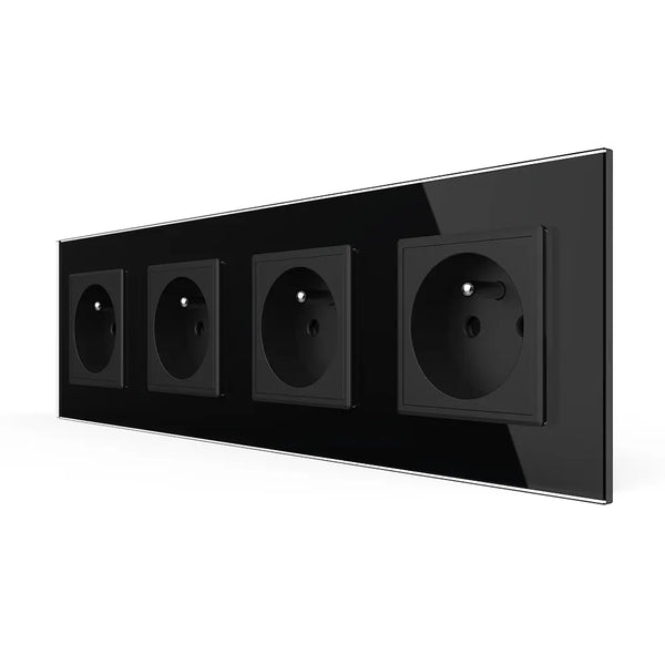 Livolo | Zwart | SR+SR+SR+SR | Wandcontactdoos | Type FR Livolo Nederland