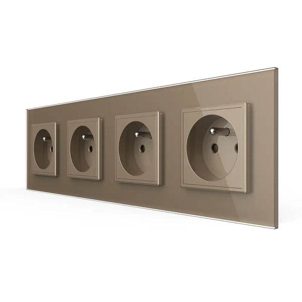 Livolo | Goud | SR+SR+SR+SR | Wandcontactdoos | Type FR Livolo Nederland