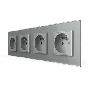 Livolo | Grijs | SR+SR+SR+SR | Wandcontactdoos | France Livolo Nederland B.V.