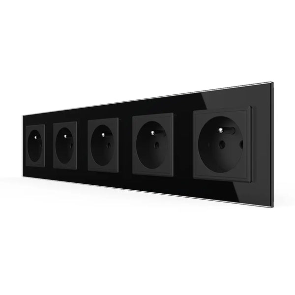 Livolo | Zwart | SR+SR+SR+SR+SR | Wandcontactdoos | Type FR Livolo Nederland