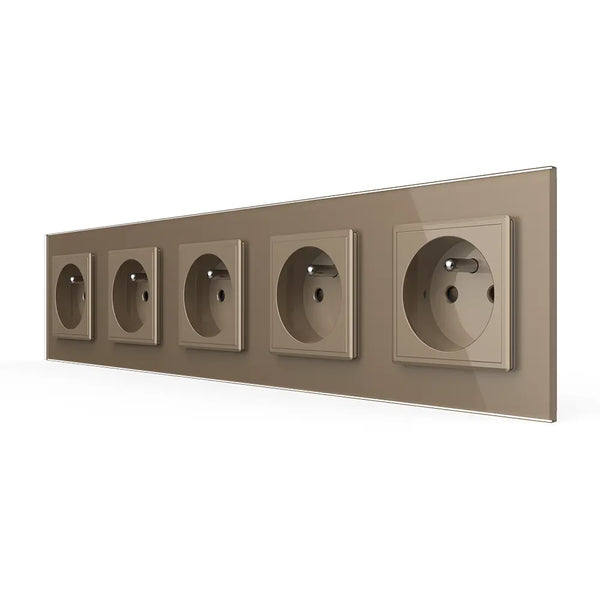Livolo | Goud | SR+SR+SR+SR+SR | Wandcontactdoos | Type FR Livolo Nederland