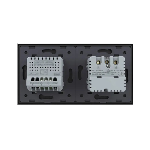 Livolo | Zwart | SR+1 | Aan/Uit | Wandcontactdoos + USB-C Oplader | Schakelaar Livolo Nederland B.V.