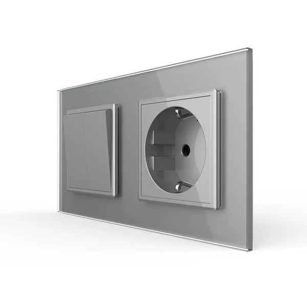 Livolo | Grijs | SR+SR | Aan/Uit | Dubbele wipschakelaar | Wandcontactdoos Livolo Nederland B.V.