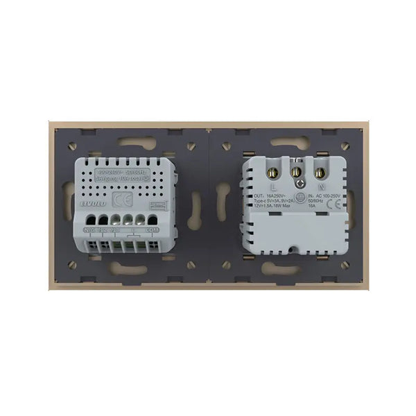 Livolo | Goud | SR+1 | Aan/Uit | Wandcontactdoos + USB-C Oplader | Schakelaar Livolo Nederland B.V.