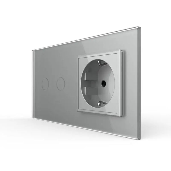 Livolo | Grijs | 2+SR | Aan/Uit | Schakelaar | Wandcontactdoos Livolo Nederland B.V.