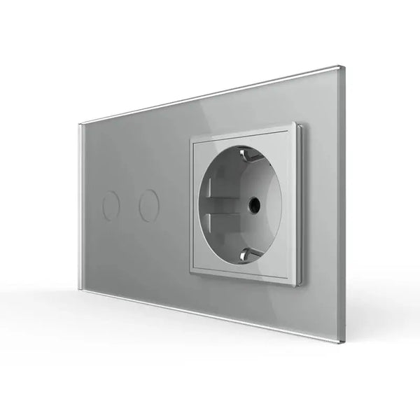 Livolo | Grijs | 2+SR | Aan/Uit | Slimme schakelaar met wandcontactdoos | Smart Home Livolo Nederland B.V.