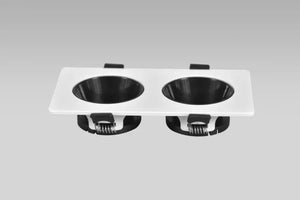 Dubbele GU10 armatuur | Wit - Zwart | Kantelbaar en Richtbaar | Inbouwspot | Rechthoek | ø 2x76mm Livolo Nederland B.V.