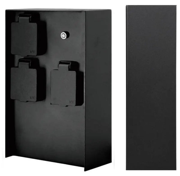 Buiten Wandcontactdoos | Zwart | 3 Stopcontacten | Breed | Waterdicht | Schermersensor Livolo Nederland B.V.