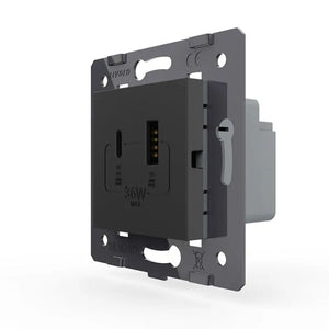 Livolo | Zwart | SR | Module | USB + USB-C oplader Livolo Nederland B.V.