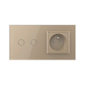 Livolo | Goud | 2+SR | Aan/Uit | Schakelaar met wandcontactdoos | France Livolo Nederland B.V.