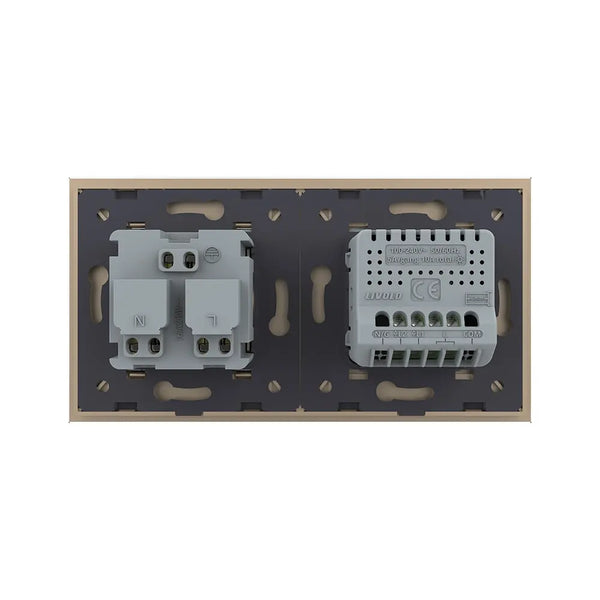 Livolo | Goud | 2+SR | Aan/Uit | Schakelaar met wandcontactdoos | France Livolo Nederland B.V.