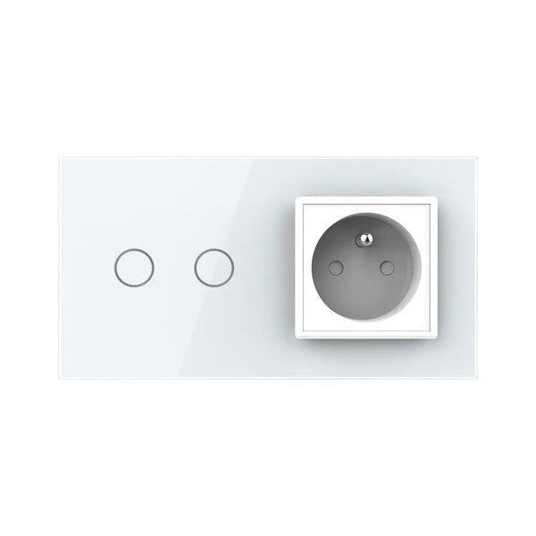 Livolo | Wit | 2+SR | Aan/Uit | Schakelaar met wandcontactdoos | France Livolo Nederland