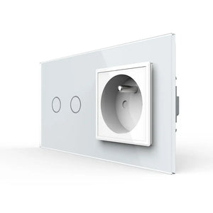 Livolo | Wit | 2+SR | Aan/Uit | Schakelaar met wandcontactdoos | France Livolo Nederland B.V.