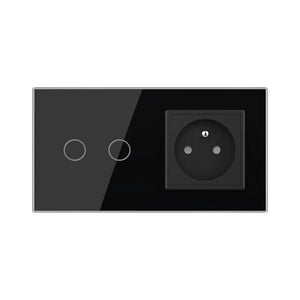 Livolo | Zwart | 2+SR | Aan/Uit | Schakelaar met wandcontactdoos | France Livolo Nederland B.V.