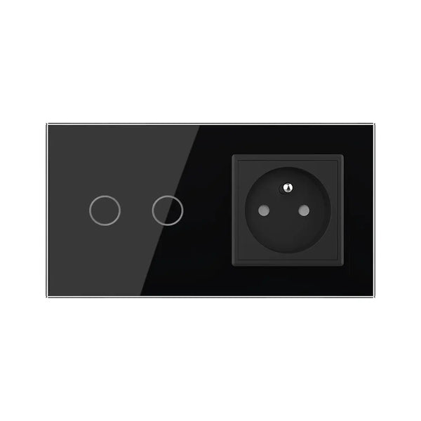 Livolo | Zwart | 2+SR | Aan/Uit | Schakelaar met wandcontactdoos | France Livolo Nederland