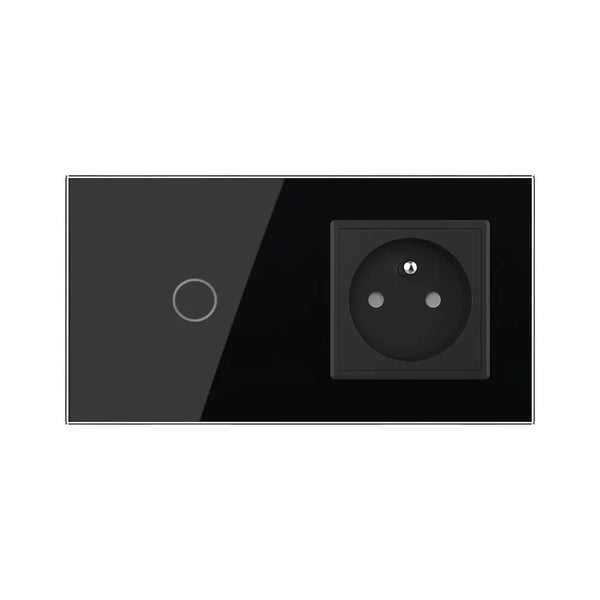 Livolo | Zwart | 1+SR | Aan/Uit | Schakelaar | Wandcontactdoos | France Livolo Nederland