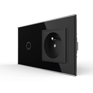 Livolo | Zwart | 1+SR | Aan/Uit | Schakelaar | Wandcontactdoos | France Livolo Nederland B.V.