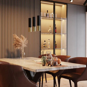 Hanglamp | 3 | Zwart met gouden buitenzijde | Luxe LED Livolo Nederland B.V.