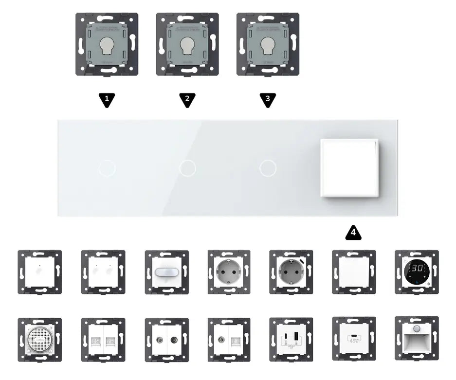 Construisez-le vous-même | Blanc | Cadre de recouvrement 1+1+1+SR Livolo Nederland B.V.