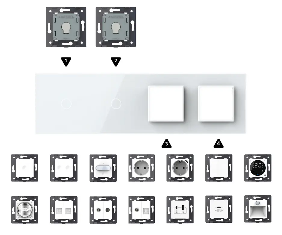 Construisez-le vous-même | Blanc | Cadre de recouvrement 1+1+SR+SR Livolo Nederland B.V.